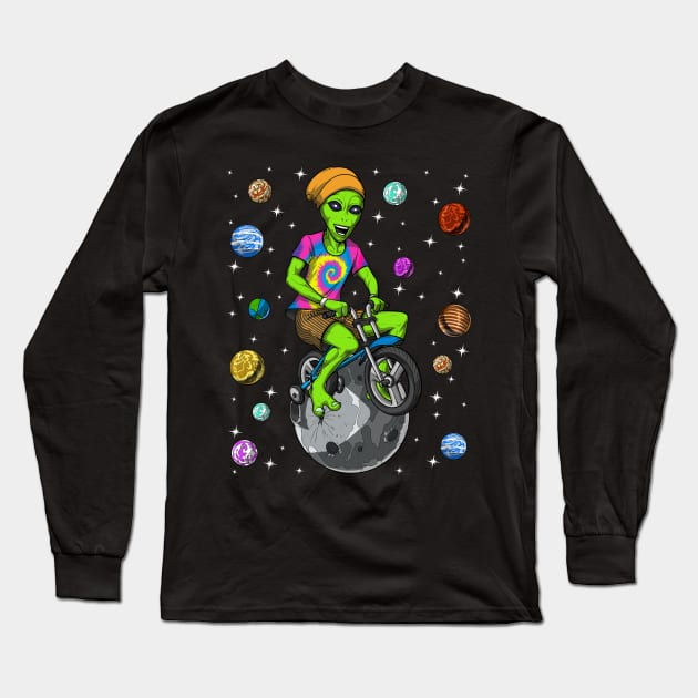 Psychedelic Space Alien Hippie Long Sleeve T-Shirt by underheaven